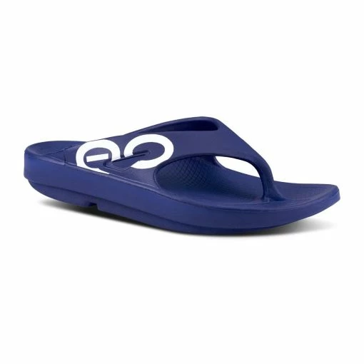 Oofos Men’s OOriginal Sport Sandal – Navy White -Sandals Elegant Shop OO M SANDALS 1001MATNVYM4W6