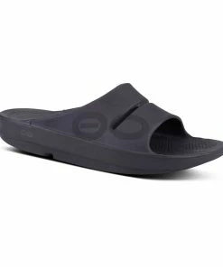 Oofos Men’s OOahh Sport Slide Sandal – Black Matte