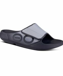 Oofos Men’s OOahh Sport Flex Sandal- Gray -Sandals Elegant Shop OO M SANDALS 1550BLKGRYM4W6 2
