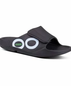 Oofos Men’s OOahh Sport Flex Sandal- Black (FINAL SALE) -Sandals Elegant Shop OO M SANDALS 1550BLKM6W8 2