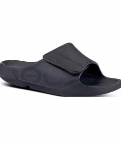 Oofos Men’s OOahh Sport Flex Sandal- Matte Black -Sandals Elegant Shop OO M SANDALS 1550MATBLKM4W6 2