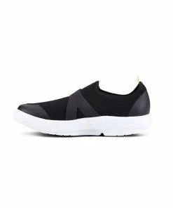 Oofos Men’s OOmg Low Shoe – White & Black -Sandals Elegant Shop OO M SHOES 5080WHTBLKM10 2
